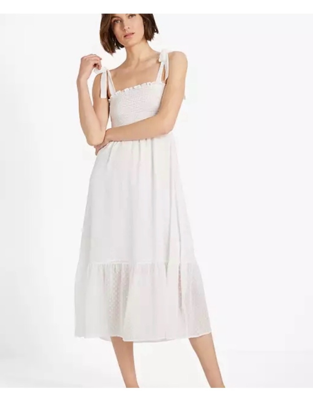Kate Spade sz Small white chiffon midi chemise dress nap dress loungewear tiered